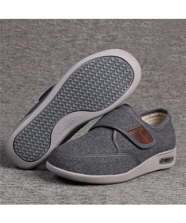 Men's Wide Diabetic Edema Adjustable Shoes - Orthopedic Comfort for Swollen Feet - Size 9.5 Grey - Buy Online on GoSupps.com