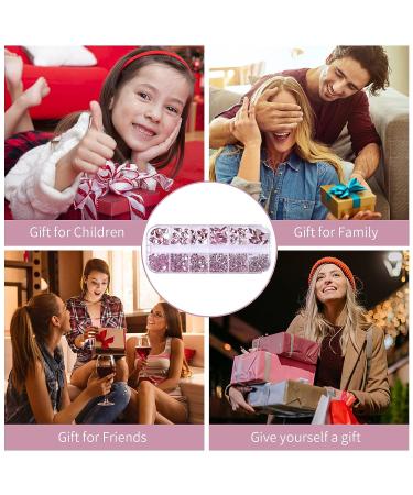 Nail Rhinestones Set - Pink Nail Art Gems, Flatback Design for DIY Acrylic Nails, Crafts & Decorations - AB Rhinestones Glass Crystals - Buy Online on GoSupps.com