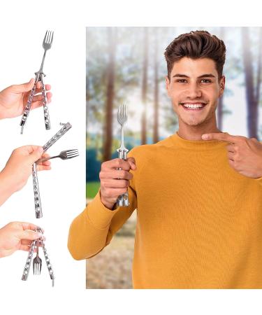 Caliber Gourmet Tactical Butterfly Knife Spoon - Stainless Steel Folding Switchblade for Camping, Hiking, Kitchen BBQ Grill - Fork Utensil - Buy Online on GoSupps.com