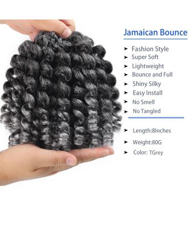 Jamaican Bounce 8 inch Ringlet Wand Curl Crochet Hair Extensions (Pack of 3) - Grey Curly Crochet Braids - 60 Roots - Buy Online on GoSupps.com