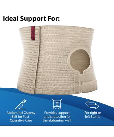 ORTONYX Abdominal Ostomy Belt for Men & Women - Adjustable Post-Operative Support for Colostomy & Ileostomy Surgery | Beige S-M (32-36 - Buy Online on GoSupps.com