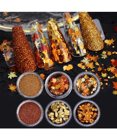 Golden Fall Nail Art Glitters - 3D Maple Leaf Sequins Set | Autumn Leaves Decorations & Holographic Accents for Stunning Manicures - Buy Online on GoSupps.com