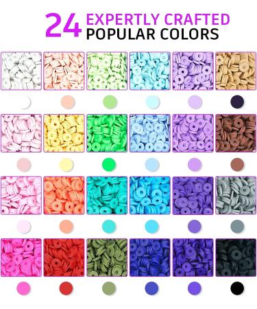 Gionlion 8000 Pcs Bracelet Making Clay Beads Kit - 24 Colors Letter Beads, Spacer Beads, Charms - Jewelry Making Supplies for Teens & Adults - Buy Online on GoSupps.com