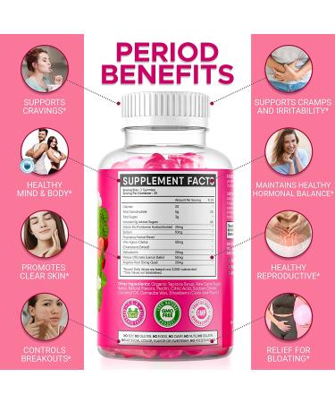 PMS Relief Gummies for Women & Teens | Cramp, Bloat & Mood Swing Support | Made in USA (Strawberry, 60 Count) - Buy Online on GoSupps.com