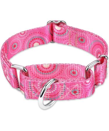 Dazzber Martingale Collar for Small Dogs - No Pull Anti-Escape Adjustable 20.3-27.9 cm Pink Fireworks Design - Buy Online on GoSupps.com