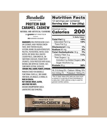 Buy Barebells Caramel Cashew Protein Bar - 12 x 55g | High Protein  Low Carb  Low Sugar Snack - Buy Online on GoSupps.com