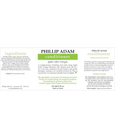 Phillip Adam Apple Cider Vinegar Shampoo and Conditioner Set for All Types of Hair - Sulfate Free - Nourishing & Moisturizing - 355ml Each 355 ml (Pack of 2) - Buy Online on GoSupps.com