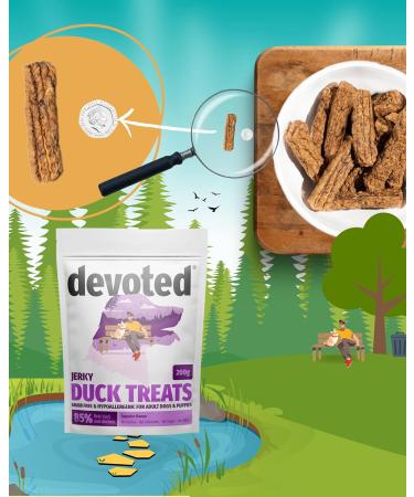 Devoted Dog Treats - Duck & Chicken Jerky (80g x 1 Pack) High Protein Training Reward Treats 85% Duck & Chicken 80 g (Pack of 1) - Buy Online on GoSupps.com