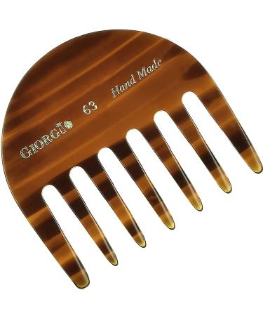 Giorgio G63 Small Travel Purse Hair Detangling Comb, Pocket Wide Tooth Comb for Curly Hair, Thick Wavy. Hair Detangler Comb For Wet and Dry Everyday Care. Handmade of Cellulose, Saw-Cut Hand Polished 1 Pack Tortoiseshell