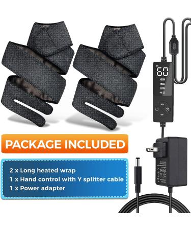 Sticro Set of 2 Long Heating Pads for Pain Relief - Ideal for Hands, Arms, Ankles, Knees - Heated Wrap for Elbow, Carpal Tunnel, Arthritis, Plantar Fasciitis - Black - Buy Online on GoSupps.com