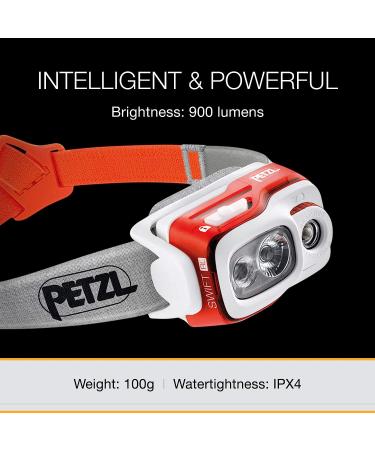 Petzl Swift RL 900 Lumens Rechargeable Headlamp with Auto Brightness, Orange - Buy Online on GoSupps.com
