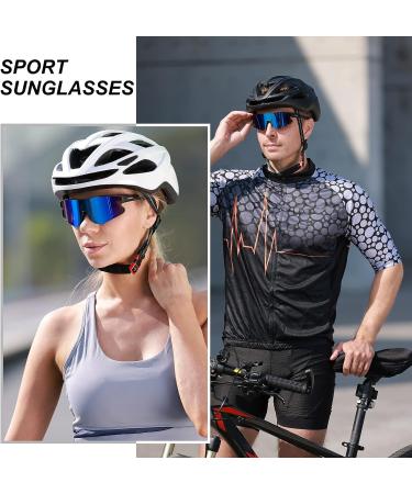 HAAYOT Polarized Cycling Sunglasses for Men Women - 5 Interchangeable Lenses - Black Frame & Blue Lens - Buy Online on GoSupps.com