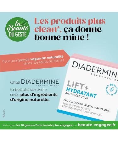 Diadermine - Lift+ Moisturizer - Face Day Cream - Ultra Firming Anti-Wrinkle Treatment - Plant Pro-Collagen and Soy Active - 89% ingredients of natural origin - 50 ml jar - Buy Online on GoSupps.com