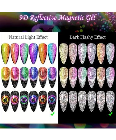 Cat Eye Gel Nail Polish Reflective Cat Eye Gel Polish Glitter Magnetic Gel Nail Polish Manicure Soak Off UV/LED Sparkling Reflective Glitter Cat Eye Gel Nail Polish Manicure DIY at Home - Buy Online on GoSupps.com