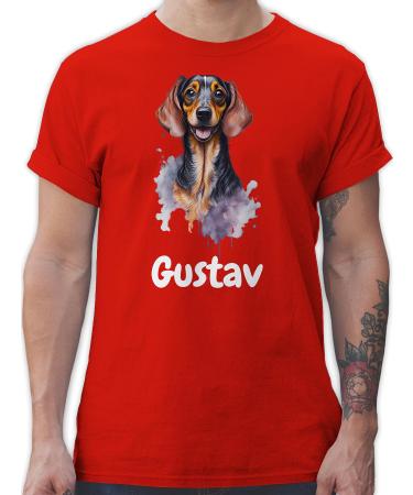 Gift with name personalized by Shirtracer - T-Shirt Men - Dogs - Dachshund - Dog Owners Gift 04 Red 3XL Large Sizes