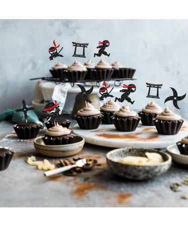 Gyufise 24Pcs Ninja Cupcake Toppers Glitter Martial Arts Karate Kung Fu Warriors Cupcake Picks for Ninja Theme Baby Shower Kids Birthday Party Cake Decorations Supplies Multi Glitter - Buy Online on GoSupps.com