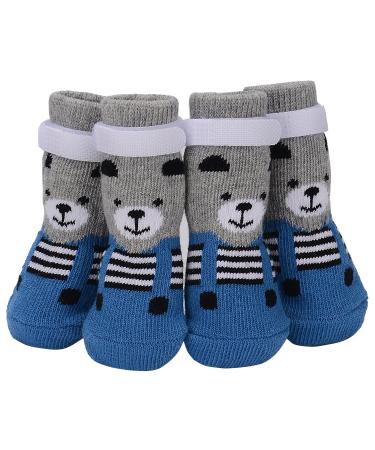 Petloft anti-slip dog socks 4 pieces indoor slide-resistant dog socks with adjustable removable fastening tape for small medium-sized dog cats cat puppies older pets (4xl gray paw) gray paw 4xl