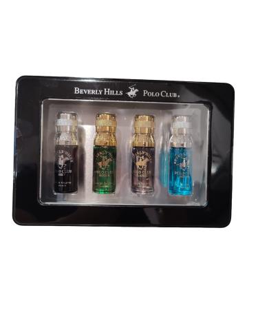Beverly Hills Polo Club Men's Collection 4-Cologne Gift Set with Deluxe Tin Gift Box (Colognes may vary)