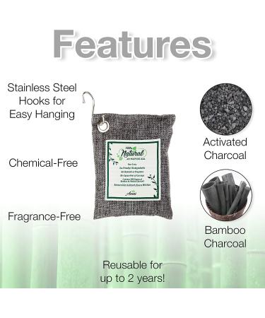 Bamboo Activated Charcoal Air Purifier Bags (Pack of 4, 200g Each) | Natural Deodorizer & Odor Eliminator for Home, Car, Closet, and Refrigerator - Buy Online on GoSupps.com