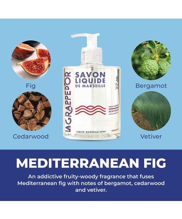 La Grappe d'Or Mediterranean Fig Marseille Hand Soap | Handmade in France with Organic Oils | Cruelty-Free & Vegan | 16.90 oz - Buy Online on GoSupps.com
