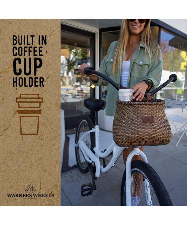 Warners Wheels Bike Basket Front for Women's and Mens Cruiser with Coffee Cup Holder  Handmade Bicycle Basket for Adult Bikes mounts to Front Handlebars of Beach Cruisers Stained - Buy Online on GoSupps.com