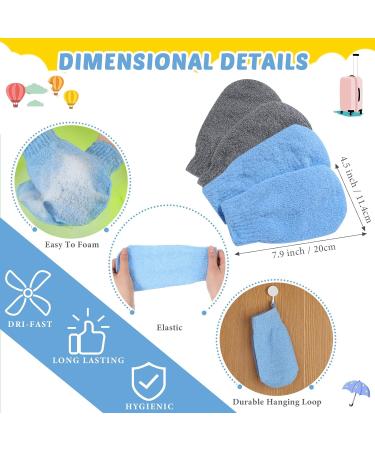6 Pack Exfoliating Shower Bath Gloves and Back Scrubber Set - Skin Exfoliation Kit with Nylon Body Scrubber and Pull Strap Washcloth - Gray Dark Blue - Buy Online on GoSupps.com