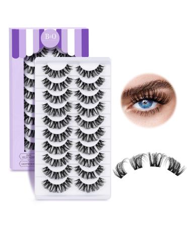 False Eyelashes P07 B & Q 10 Pairs Fake Lashes eyelashes Extensions Cat Eye Fluffy Cluster Lashes False eyelashes Egg linings WiSpy Diy Lash Extension Natural (fake lashes-p07 10 pairs) P07-10 Pairs