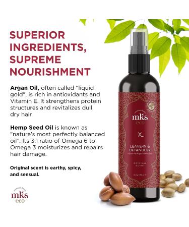 MKS Eco X Leave-In Treatment & Detangler with Moroccan Argan Oil & Hemp Seed Oil - Vegan & Cruelty Free - 10 Fl Oz - Buy Online on GoSupps.com