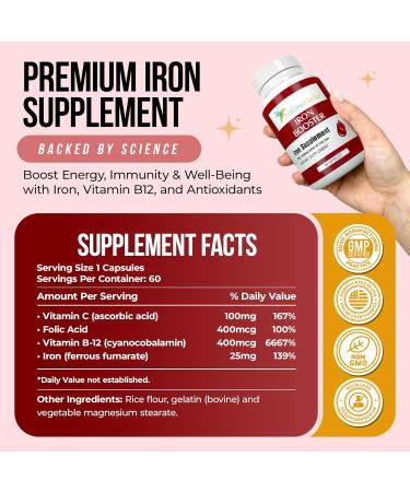 Nature's Nectar Migraine & Iron Support Bundle Feverfew for Migraine Relief + Blood Builder Iron Supplement for Men & Women (60 Capsules Each) - Buy Online on GoSupps.com