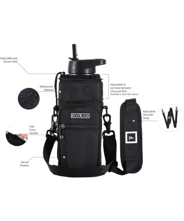 IRON FLASK Carrier Sleeve - Adjustable Shoulder Strap Holder for 32oz-40oz Bottles, Midnight Black - Buy Online on GoSupps.com