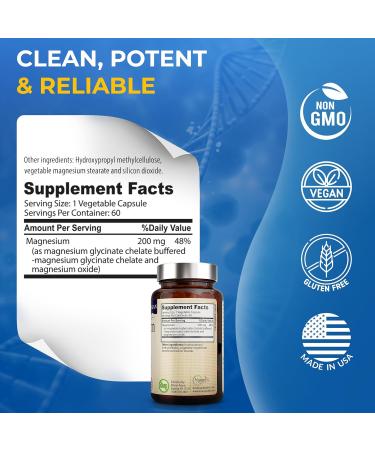 Nature s Potent Magnesium Glycinate 200mg | High Absorption Chelated Magnesium | Sleep Calm & Muscle Cramp Support | Vegan Supplement | 60 Capsules 1 Count (Pack of 60) - Buy Online on GoSupps.com