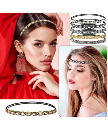 Jutom Rhinestone Beaded Headbands - Set of 6 | Elastic Crystal Stretch Hairbands for Women & Girls - Buy Online on GoSupps.com