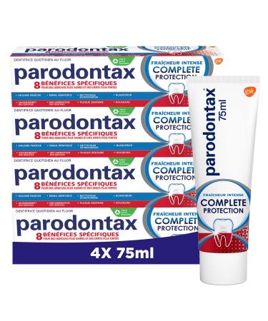 Parodontax Complete Protection Intense Freshness Toothpaste 8 Benefits Anti-tartar and Against Occasional Bleeding Gums 4x75 ml Format