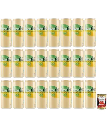 Italian Gourmet E.R. Fuze Tea 24-pack of black lemon iced tea with a hint of lemongrass refreshing alcohol-free drinks 330ml disposable tin + 400g Italian Gourmet Polpa di Pomodoro tin