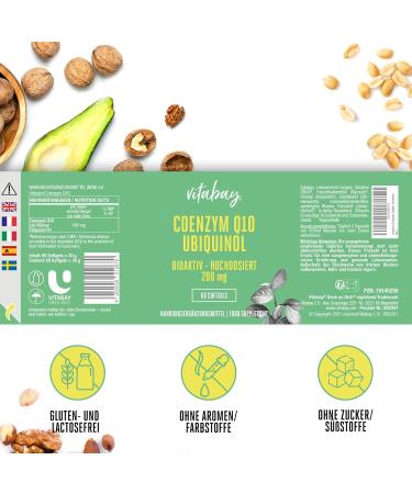 VITABAY Coenzyme Q10 Ubiquinol Capsules - 200mg High Dose Antioxidant - 180 Capsules (3 Pack) for Optimal Health - Buy Online on GoSupps.com