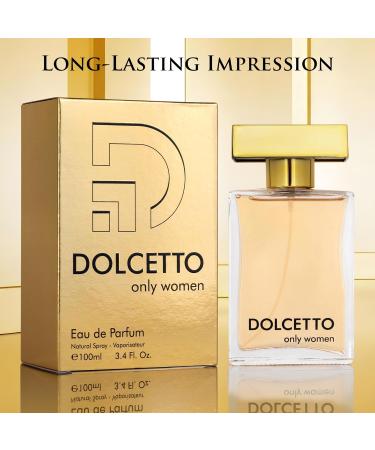 Dollceto Only for Women Eau De Parfum - Floral Fruity Fragrance - Top Notes of Bergamot Citrus Mandarin Lychee & Sweet Peach - Base of Vanilla Haitian Vetiver Warm Amber - Elegant 100ml Bottle - Buy Online on GoSupps.com
