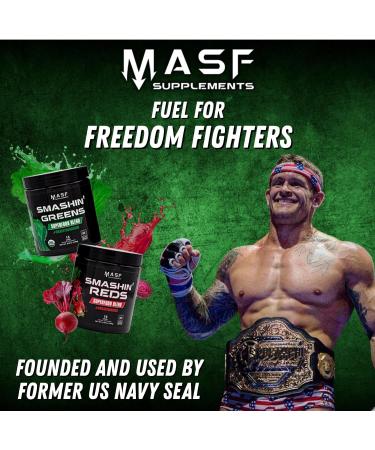 MASF Supplements Smashin' Greens Superfood Organic Blend - 15 Servings - Boost Energy Immune Support Digestive Health with Organic Wheat Grass Spirulina Chlorella - NSF Certified - Buy Online on GoSupps.com