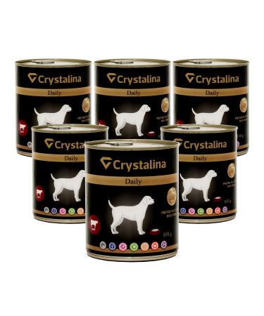 Crystalina Daily Premium Dog Food Adult with Beef | Premium Canned Dog Food | High Meat Content up to 97% | Wheat Free | Pack of 6 (6 x 850 g) (Beef, 1)