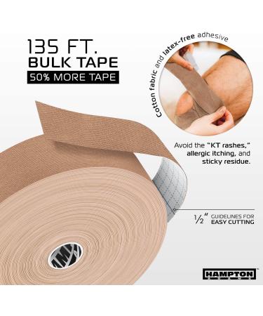 (135 Feet) Bulk Kinesiology Tape Roll - Waterproof Sports Therapy Support for Knee, Muscle, Wrist, Shoulder, Back - Premium Elastic & Hypoallergenic Cotton - Beige - Buy Online on GoSupps.com