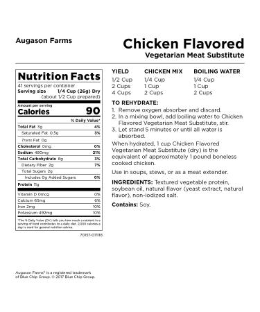 Augason Farms 5-70147 Blue Large Chicken Flavored Vegetarian Meat Substitute - Buy Online on GoSupps.com