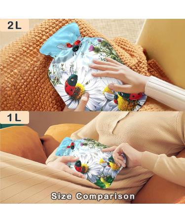 NAANLE Daisy Ladybird Heat Bottle - Transparent Hot Water Bottle for Pain Relief & Cold Therapy - 1L Hand/Foot Heating Bags - International Shipping - Buy Online on GoSupps.com
