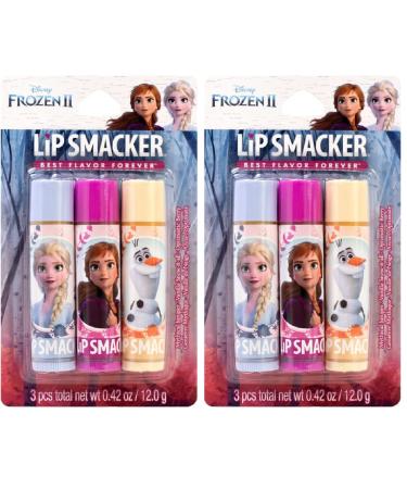 Lip Smackers Disney Frozen 2 Flavored Lip Balm Trio Mythical Juniper Vanilla Snow-it-all Optimistic Berry Set of 3 Clear For Kids Men Women (Pack of 2)