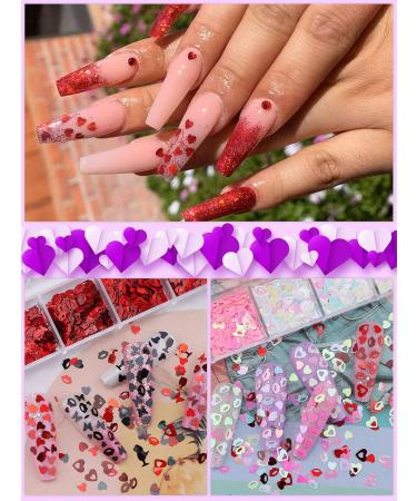 Kalolary Valentine's Day Nail Art Sequins | Heart & Lip-Shaped Holographic Flakes for Manicure & Body Decoration - 2 PCs - Buy Online on GoSupps.com
