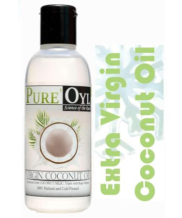 PUROLEO Best Cold Pressed 100% Extra Virgin Coconut Oil 4 Fl Oz for face and hair | Easy to melt Microwaveable Spill free bottle | Ideal for Travel Bag and Purse | My personal pack with Smart sensor