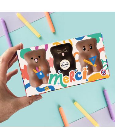 Coffret 3 Oursons Guimauve XL | Guimauve Vanille enrob de Chocolat Lait ou Noir| Collection Merci | Remerciement Ma tresse Ma tre Atsem Nounou Coll gue