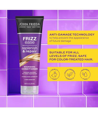 John Frieda Anti-Frizz Conditioner - Replenish & Repair with Argan & Coconut Oil Paraben Free Cruelty Free 8.45 Oz - Perfect for Dry & Frizzy Hair - Buy Online on GoSupps.com