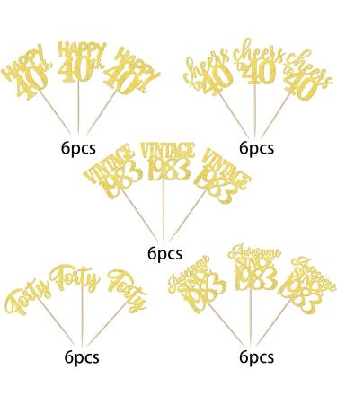 30pcs Vintage 1983 Cupcake Toppers Awesome Since 1983 Cake Decorations Cheers on 40 Fabulous Thirty Cake Toppers 40th Birthday Wedding Anniversary Party Cake Decorations Gold Gold 40th - Buy Online on GoSupps.com