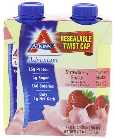 Atkins Ready To Drink Shake, Strawberry, 11-Ounce Aseptic Containers (Pack of 8)