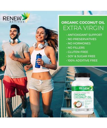 Renew Actives Coconut Oil Supplement - Antioxidants & Natural Fatty Acids for Health & Wellness - 120 Softgels - International Shipping Available - Buy Online on GoSupps.com