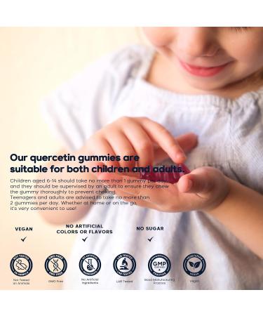 (2 Pack) Quercetin Gummies with Bromelain Zinc Elderberry Vitamin C D3 K2 Quercetin 1000mg Supplement with Bromelain 500mg for Cardiovascular Immune System & Allergy Vegan Gummy for Adult & Kid 60 Count (Pack of 2) - Buy Online on GoSupps.com
